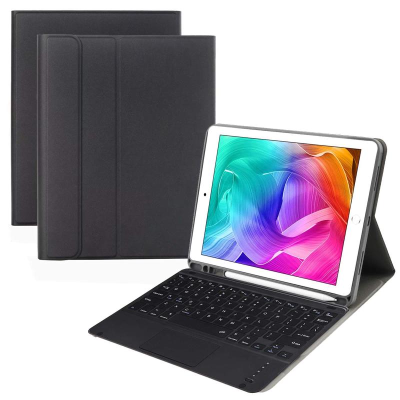 iPad9.7 キーボードケース ipad 6/ipad 5/pro9.7/air2/air 兼用bluetoothキーボードカバー 脱着式 タッチパッド搭載 スタンド機能 ペンシル収納 全面保護 ブラック