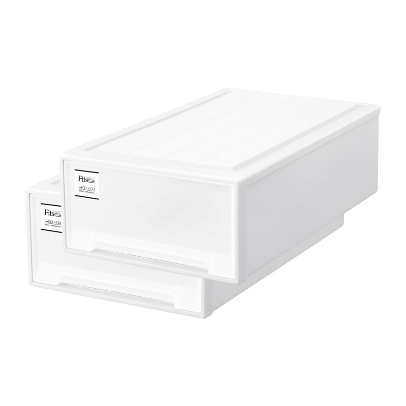 【通販2個セット】天馬 収納ボックス フィッツケース 押入れ 幅44&times;奥行74&times;高さ23cm 収納ケース たわみにくい 衣装ケース 日本製 【色 ホワイト】 【サイズ ロングL】｜Blueberry