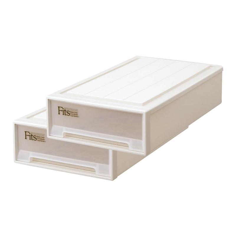 【通販2個セット】天馬 収納ボックス フィッツケース 押入れ 幅44&times;奥行74&times;高さ18cm 収納ケース たわみにくい 衣装ケース 日本製 【色 カプチーノ】 【サイズ スリムL】｜Blueberry