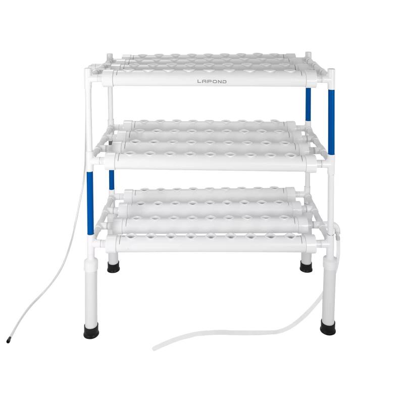【LAPOND改良版】 水耕栽培システム 4列3層 食品級PVC-U管水耕栽培キット 108穴 水耕栽培植物用 無土壌栽培 セット 自動水循環システム搭載 水耕栽培野菜/果物/ハーブ/花など 家庭菜園 室内 ベ