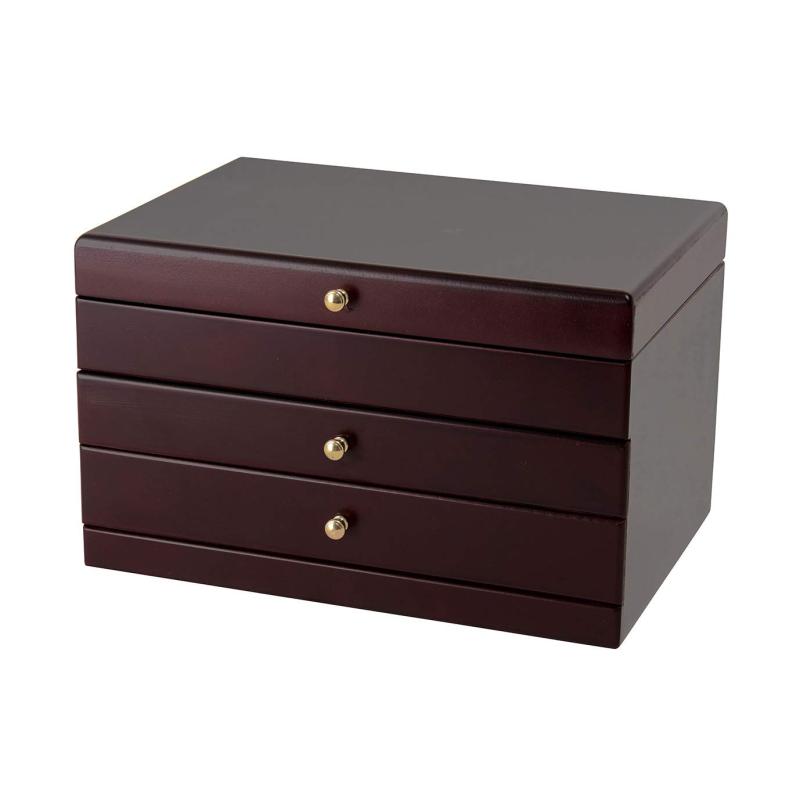 茶谷産業(Chatani) ジュエリーボックス/木製ジュエルケース(2ツ引) H16.5&times;W26.5&times;D20cm 蓋付き上段プラス引出2段 017-809 日本製｜Blueberry 8,672円