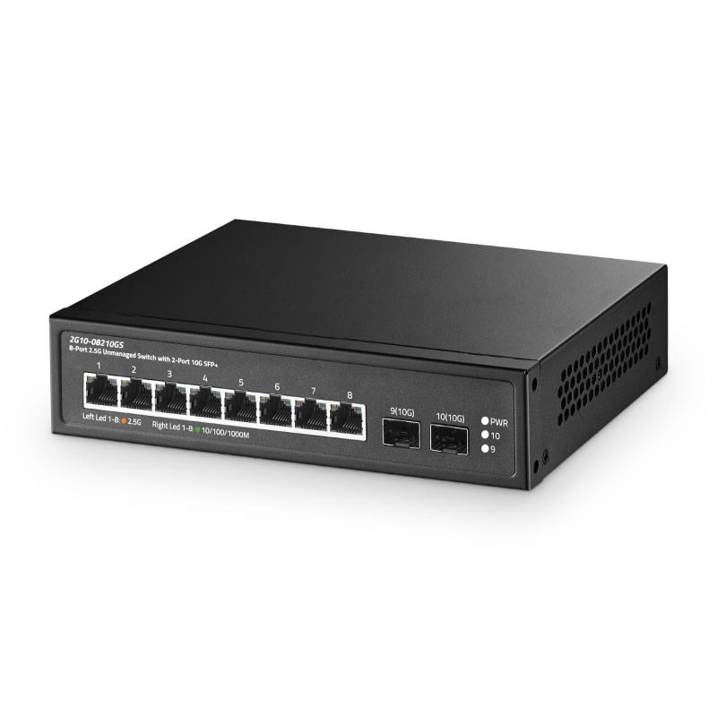 10界面 2.5G取り替えっこ、2x10G SFP+界面、8x2.5G Base-T界面（100/1000Mbps取り替えっこ）、金属元素製気違い受け答え非管理すること型Binardatイーサネットスイッチ、ゲーミング、NAS、小ちゃい商行為向け、プラグアンドプ