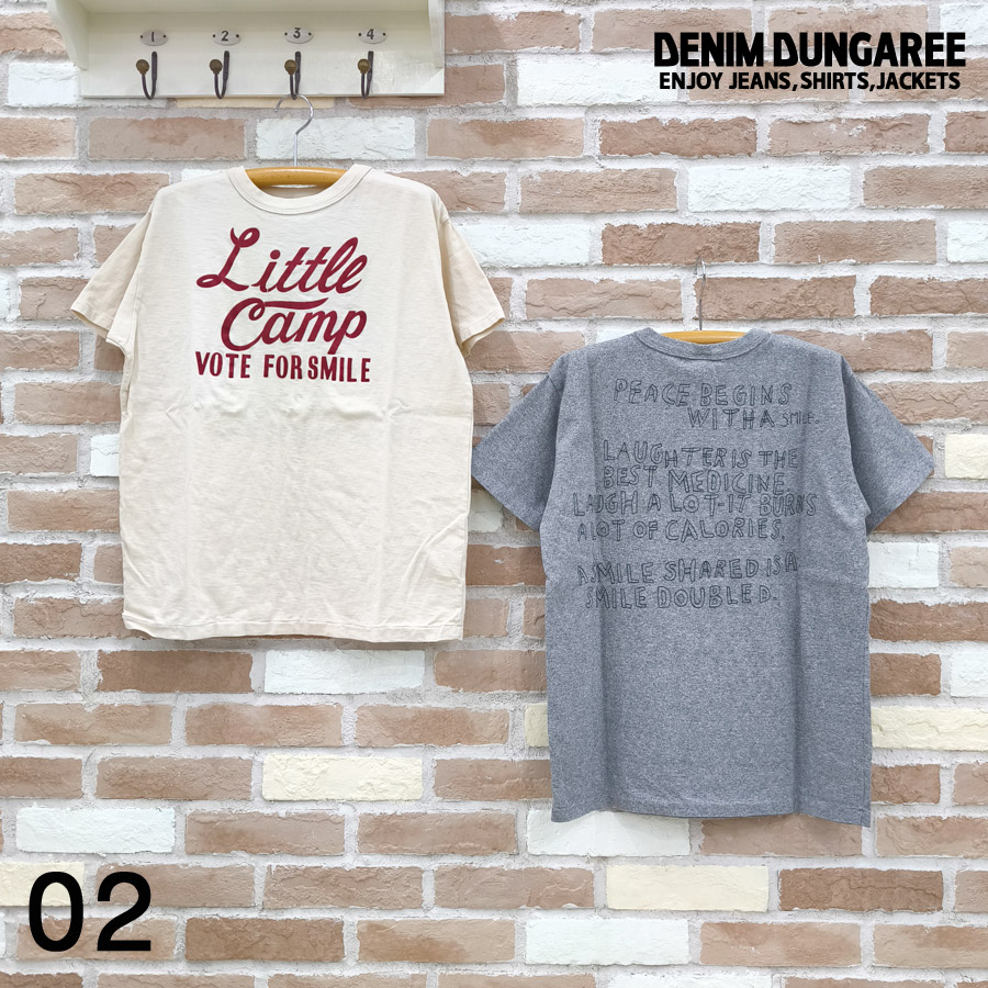 【★20%OFF】SALE セール DENIM DUNGAREE デニムダンガリー Tシャツ 服 ビンテージ テンジク LITTLE CAMP TEE 22620404 ブランド レディース トップス プルオーバー 半袖 プリント ロゴ 刺繍 大人 かわいい おしゃれ 天竺 綿 100% コットン 2026 春 夏 春夏｜ブルーベリーバンク 9,240円