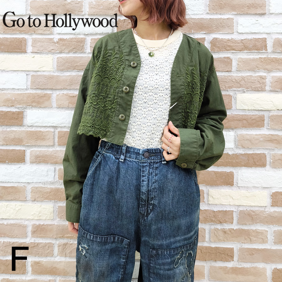 【4/10 1:59まで★P5倍】Go To Hollywood ゴートゥー ハリウッド ジャケット 服 カットワーク ファティーグ ショートジャケット 32620201 新作 ブランド ゴートゥ レディース アウター ブルゾン シャツ ショート丈 短丈 スカラップ 刺繍 大人 かわいい おしゃれ