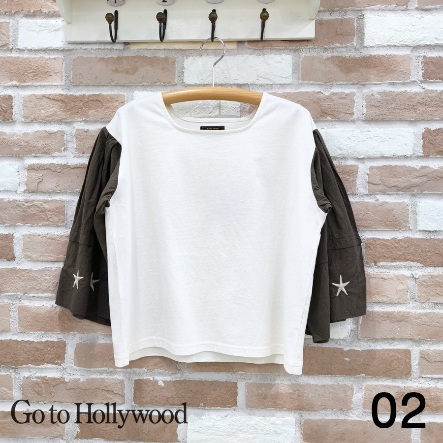 【★20%OFF】SALE セール Go To Hollywood ゴートゥーハリウッド Tシャツ 服 天竺 スクエアネック スターTシャツ 32620411 ブランド レディース トップス プルオーバー ショート丈 短丈 フレア ギャザー 5分袖 7分袖 大人 かわいい おしゃれ 2026 春 夏 春夏｜ブルーベリーバンク