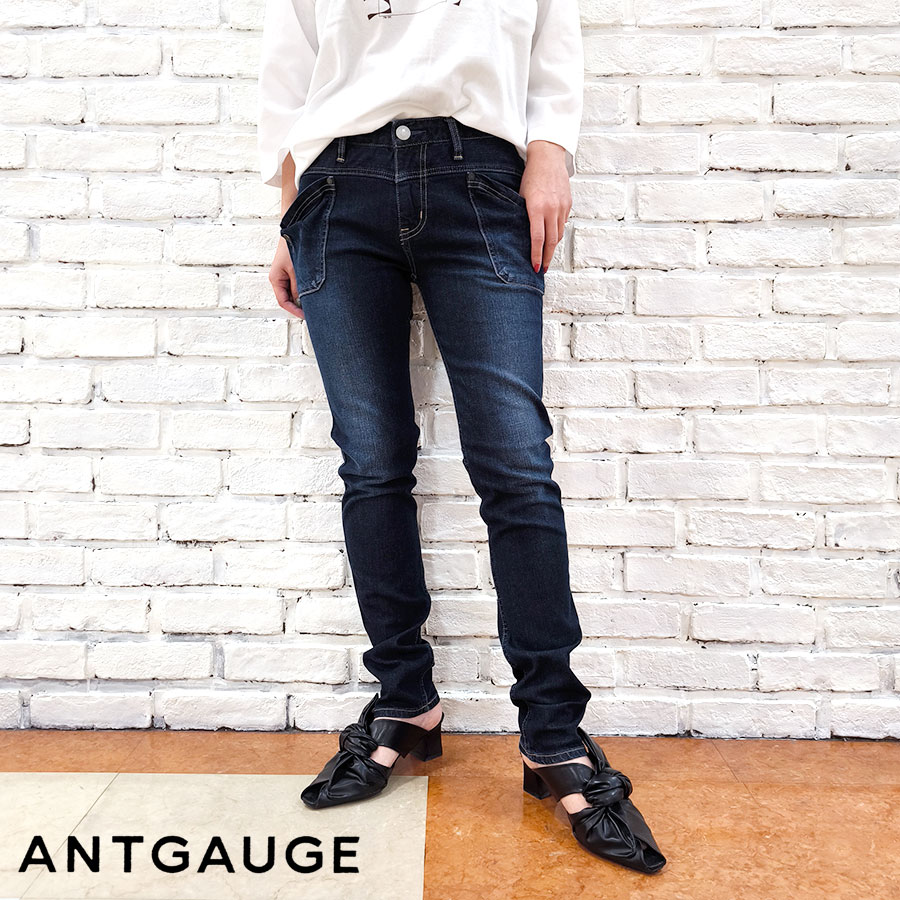 Antgauge アントゲージ ジーンズ か細いデニム GC732 C0732 ELLIE エリー 新作 レディース ズボン下 デニム ジーパン スキニー か細い 積貨委託貨物 伸ばすこと 定番 一般受け 美脚 脚長 細押し出し インディゴブルー SS S M L 大きさ 取りつくろう
