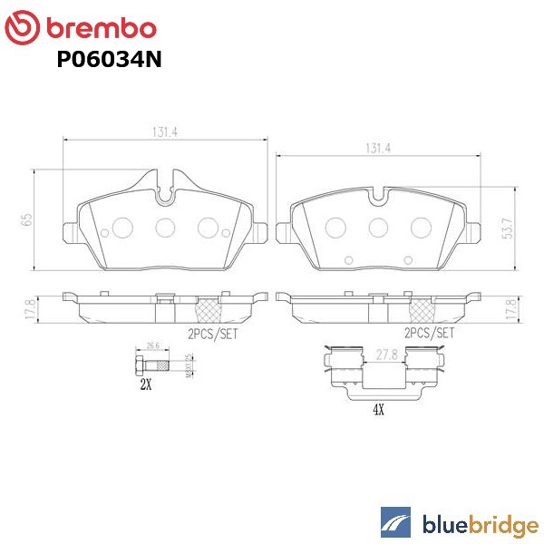 BREMBO BMW 1シリーズ E87 116i 118i フロントブレーキパッド 34112288854 34112288855 低ダスト