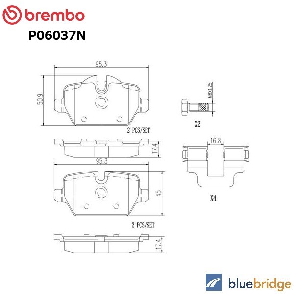 低ダスト BREMBO BMW 3シリーズ E90 320i VA20 リア ブレーキパッド 34121288889 34121288890 34212288889 34212288890 34216767145