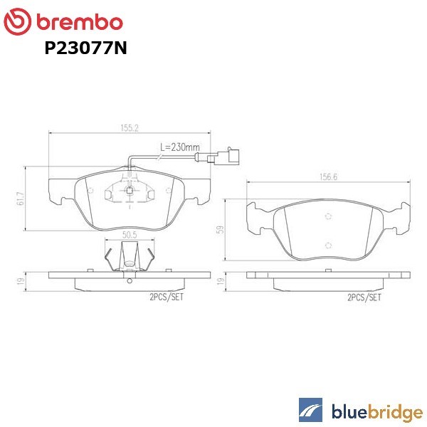 BREMBO フロントブレーキパッド アルファロメオ 147 156 GT フィアット ムルティプラ プント P23077N 9948845 77362229 77362231 995