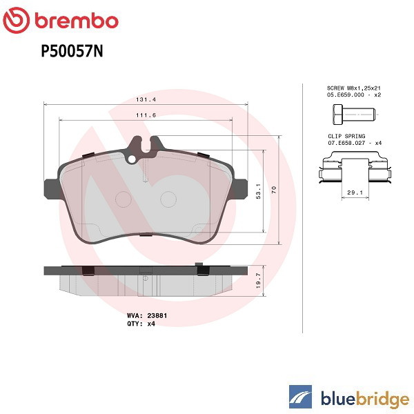 低ダスト BREMBO ベンツ Aクラス W169 A200 ターボ 169034 フロント ブレーキパッド 1694200120 1694200820 1694201220 1694201920