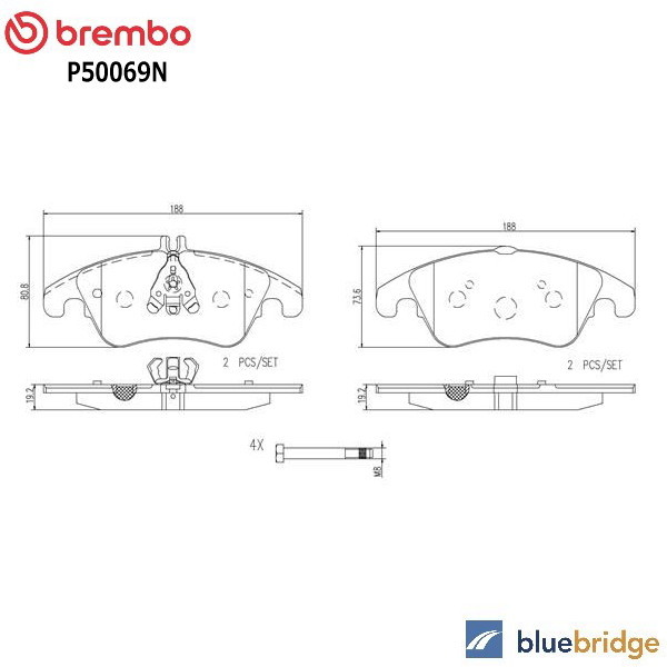 低ダスト BREMBO ベンツ Cクラス W204 S204 C204 フロント ブレーキパッド 0004200105 0054201020