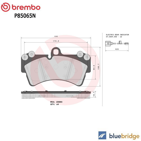 低ダスト BREMBO ポルシェ カイエン 955型 3.2L 4.5L フロント ブレーキパッド 95535193910 95535193911 95535193912 95535193913