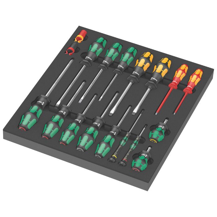 Wera ヴェラ １番ウッド書き割り 18点書き割り フォームインサート付き添い人 9710 Foam insert screwdriver set 1（05150101001）