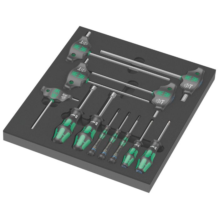 Wera ヴェラ 六角１番ウッド書き割り 12点書き割り フォームインサート付き添い人 9713 Foam Insert Hex Screwdriver Set 1（05150104001）