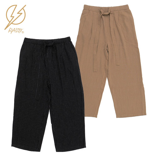 ライゾー RAIZO イージーパンツ リネンタックパンツ メンズ レディース ストライプ ブラック/ベージュ M-L LINEN TUCK PT｜Blue in Green