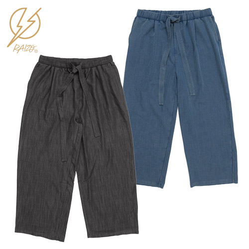 ライゾー RAIZO イージーパンツ ビスコースデニムタックパンツ メンズ レディース ブラック/インディゴ M-L VISCOSE DENIM TUCK PT|Blue in Green