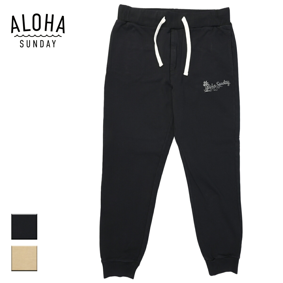 ALOHA SUNDAY アロハサンデー BREEZE メンズ/レディース ブラック/ベージュ S-XL AS6005 【スウェットパンツ スエットパンツ パンツ ロゴ ルームウェア プリント サーフ サーフブランド おしゃれ ブランド 黒】
