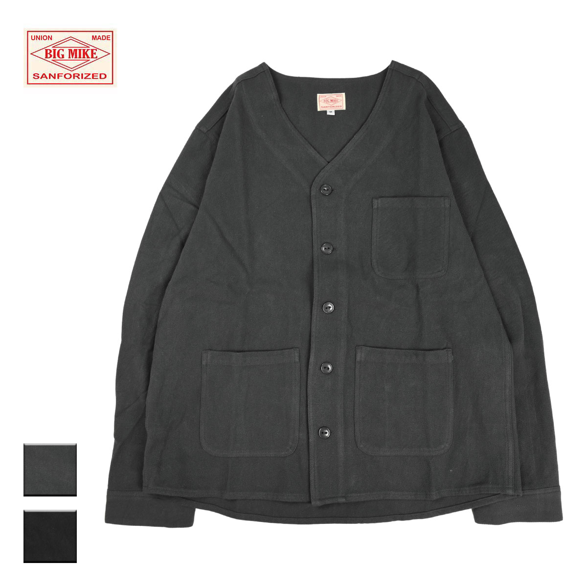 BIG MIKE ビッグマイク Heavy Flannel Cardigan メンズ チャコールグレー/ブラック M-XL 【フランネルカーディガン カーディガン ライトアウター 無地 シンプル 羽織り おしゃれ ブランド アメカジ アウトドア アメカジブランド グレー 黒】