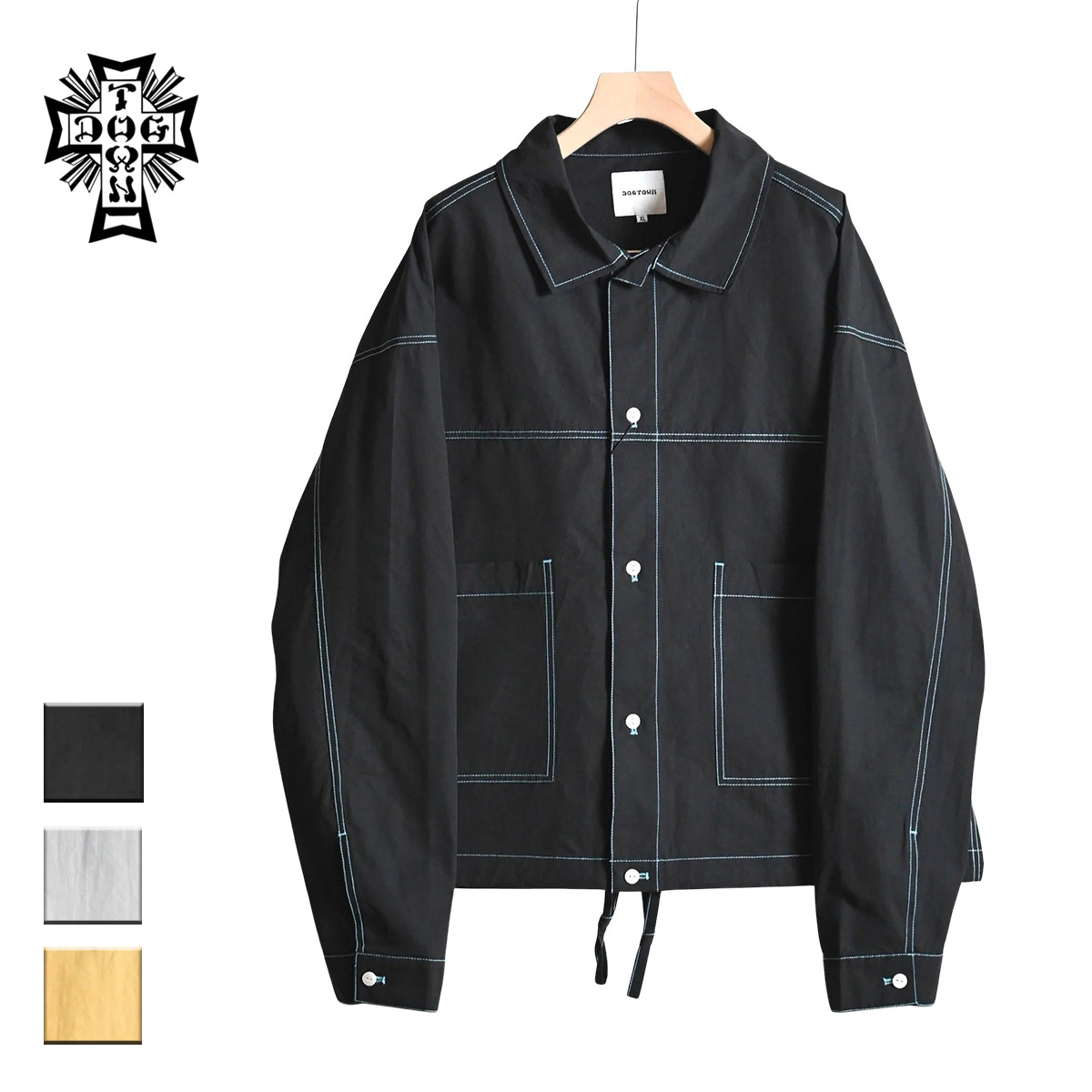 DOGTOWN ドッグタウン DTS Coverall coach shirt メンズ/レディース ブラック/エクリュ/イエロー M-XL DT-S-008 【カバーオール ジャケット カバーオールジャケット コーチジャケット コーチシャツ おしゃれ ブランド スケート サーフ 黒 白 黄色】｜Blueism