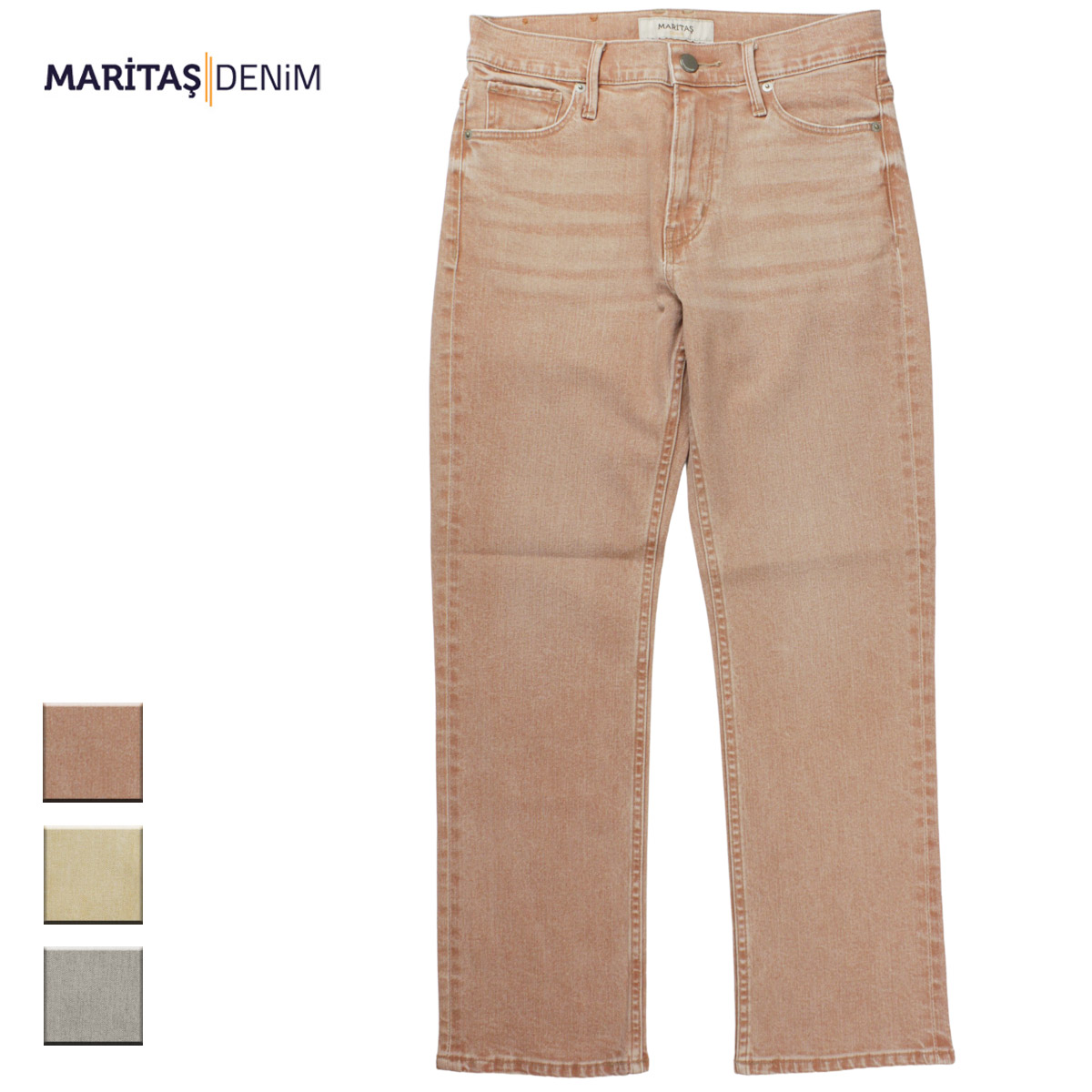 MARITAS DENIM マリタスデニム GRETA レディース ピンク/イエロー/グレー 22-26 M112603DW 【スリムフレアパンツ スリム フレア フレアパンツ デニム デニムパンツ パンツ ジーンズ アースカラー パステルカラー シンプル 無地 おしゃれ ブランド】