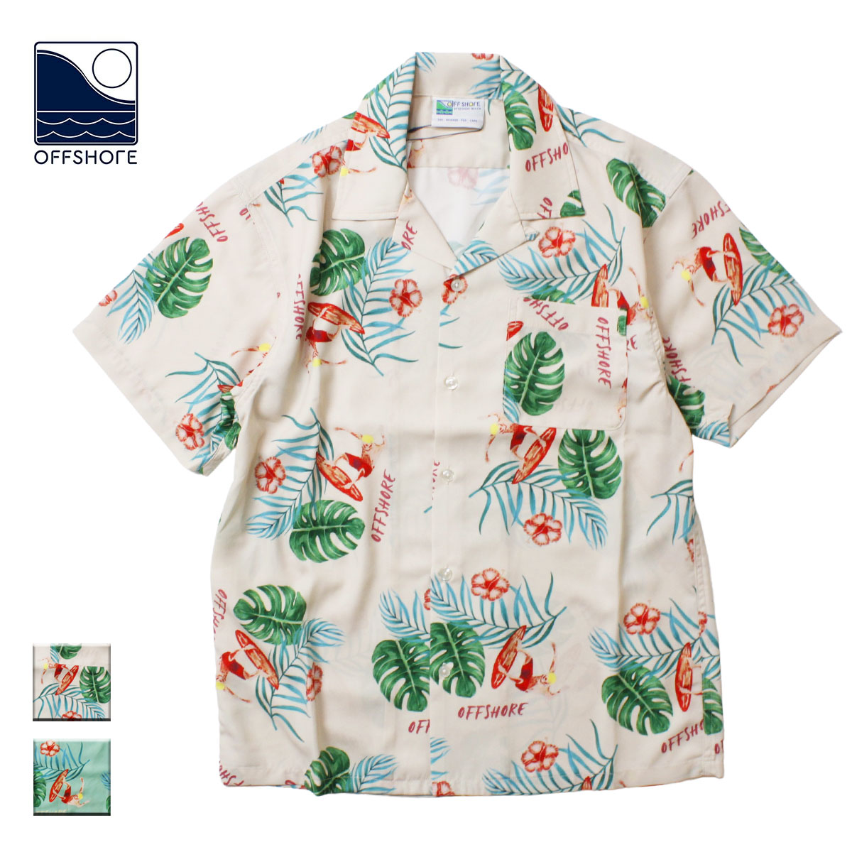 初回限定 楽天市場 Offshore オフショア Surf Aloha Shirt メンズ レディース ナチュラル グリーン S L Os21 2sh 002 アロハシャツ 半袖 シャツ オープンカラーシャツ 総柄 ブラントロゴ おしゃれ ブランド サーフ サーフブランド 緑 Blueism 残りわずか