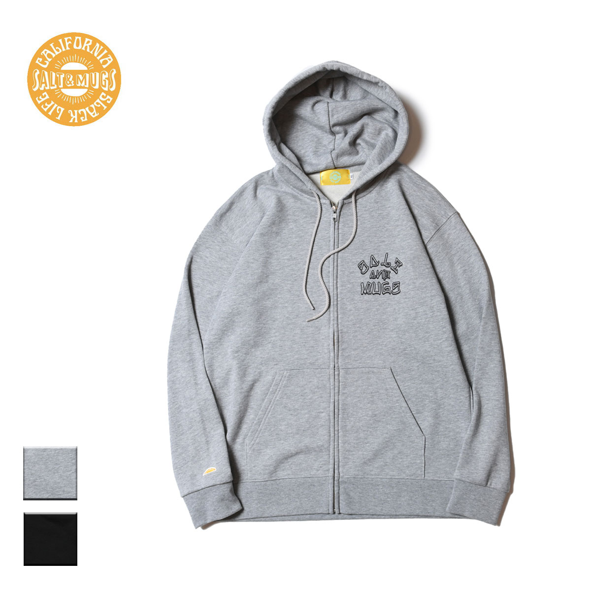 SALT&MUGS ソルトアンドマグス ATHLETIC ZIP HOODIE メンズ/レディース グレー/ブラック S-XL 【ジップパーカー ジップ パーカー フーディー 胸ロゴ ブランドロゴ バックプリント カリフォルニア ロサンゼルス サーフ スケート おしゃれ ブランド 黒】 10,868円