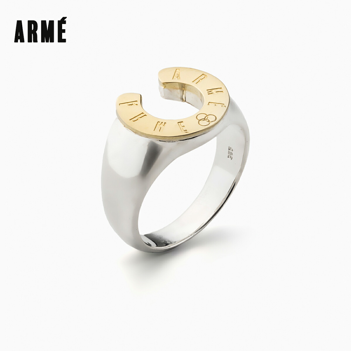 アルメ Chain Horseshoe Ring メンズ/レディース シルバー×ゴールド 9-21 【リング 指輪 ホースシューリング 馬蹄リング スターリングシルバー シルバー925 日本製 ポリッシュ仕上げ ポリッシュ 馬蹄 おしゃれ ブランド 銀 金 コンビ】|Blueism