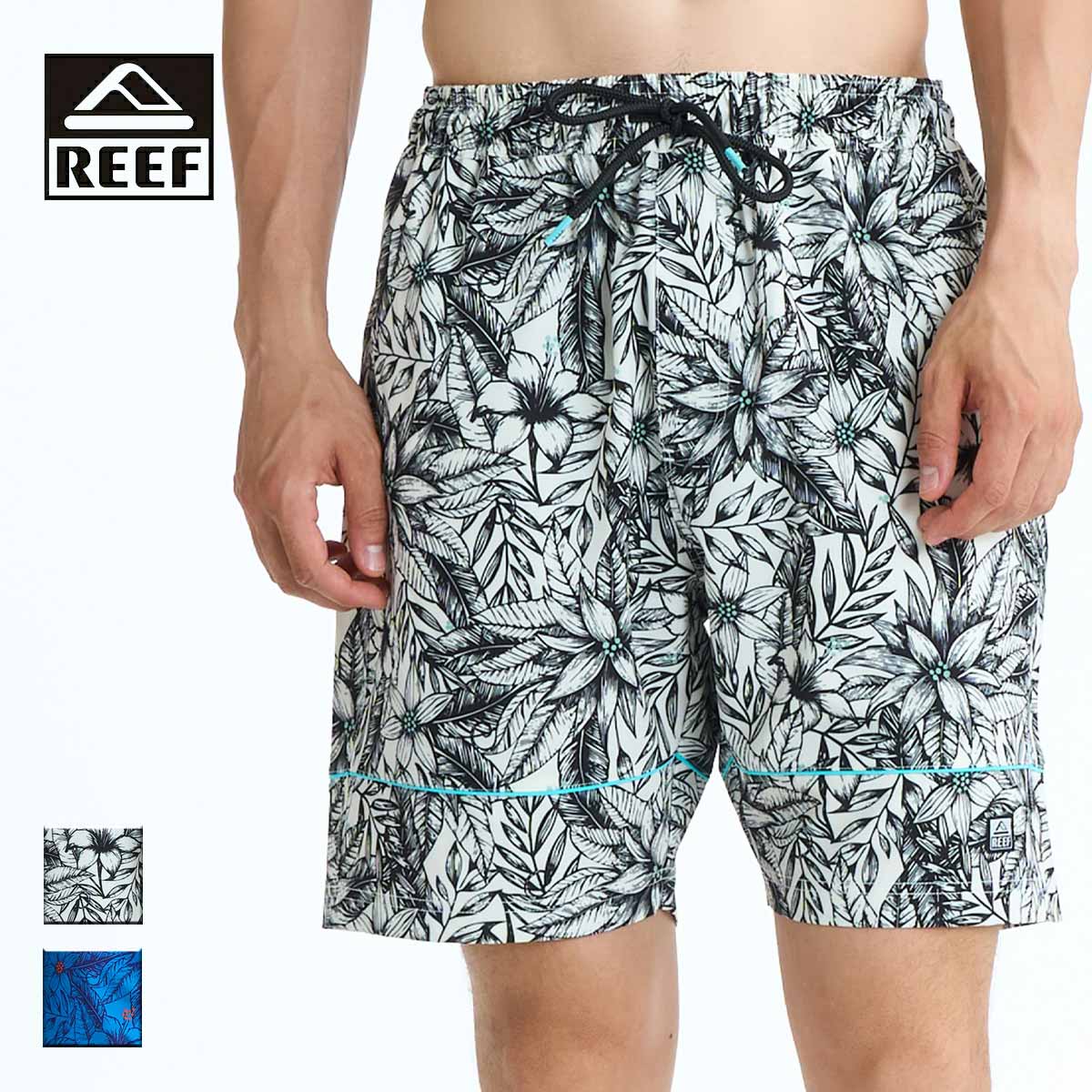 REEF 岩礁 FLOWER LEAF17 SHORTS メンズ 象牙色/青み S-XL 【ゲーム盤さる股引き 水泳着 さる股引き さる股引き印字機 花柄 総柄 柄 紫外線とり捨てる 紫外線押しとどめる 海 スウィミングプール 海水浴 川遊び 波乗り ブランド名 今めかしい サーフ サーフブランド名 白 青】
