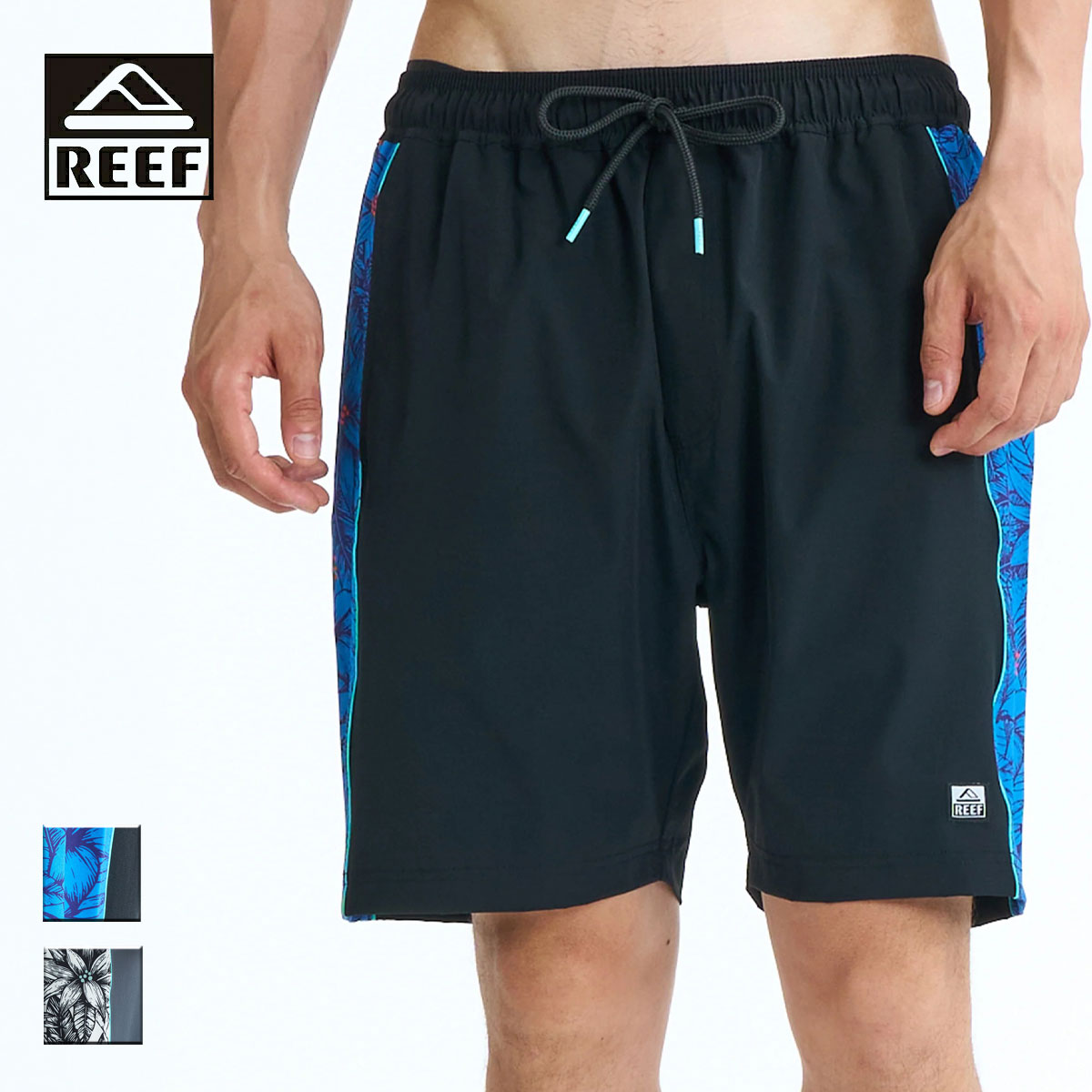 REEF 岩礁 SURF STRIPE19 SHORTS メンズ 黒いこと/濃灰色 S-XL 【ゲーム盤さる股引き 水泳着 さる股引き さる股引き印字機 姿勢伝達ルート 花柄 紫外線とり捨てる 紫外線押しとどめる 海 スウィミングプール 海水浴 川遊び 波乗り ブランド名 サーフ サーフブランド名 黒 薄墨色】