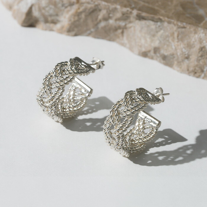 Karen Silver(カレンシルバー) シルバー950ピアス シルバーピアス シルバー ピアス レディース アクセサリー カレンシルバーピアス 編み込み Lacy｜BLUEjewelry（ブルージュエリー）