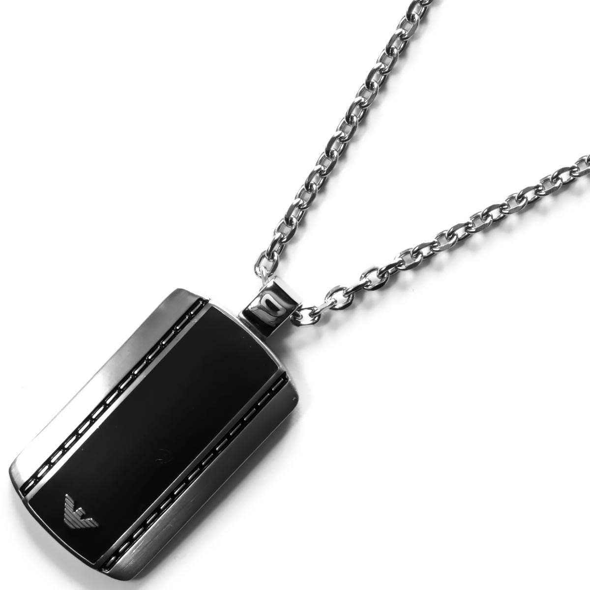楽天市場 エンポリオアルマーニ ネックレス アクセサリー メンズ イーグルマーク プレート シルバー ブラック Egs Emporio Armani ブルークウォッチカンパニー