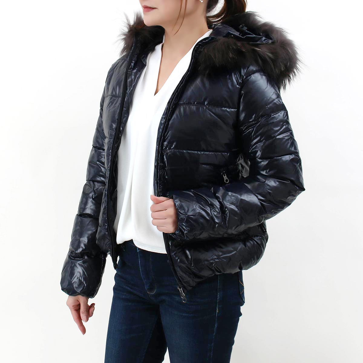 DUVETICA ADHARA FOXファーデュベティカBLACK size38 中古・古着通販】DUVETICA (デュベティカ) フォックスファーダウン