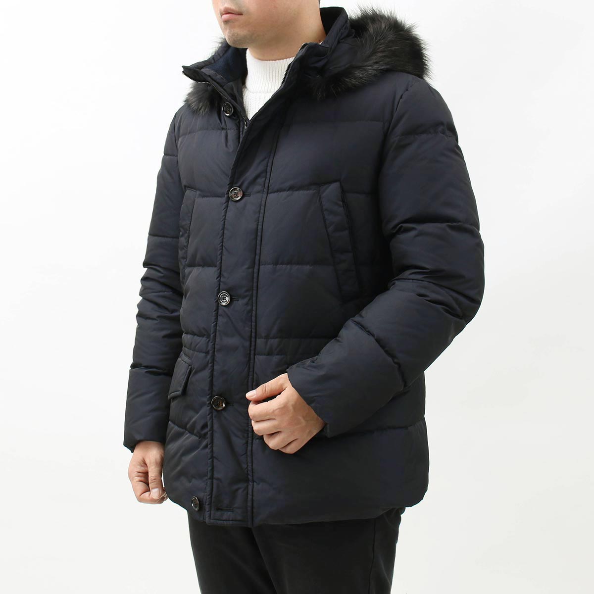 楽天市場 超sale ポイント3倍 ムーレー アウター ダウンジャケット アパレル メンズ フィリップ 取り外し可能フード付き ブルーネイビー Philip Km Blue Moorer ブルークウォッチカンパニー