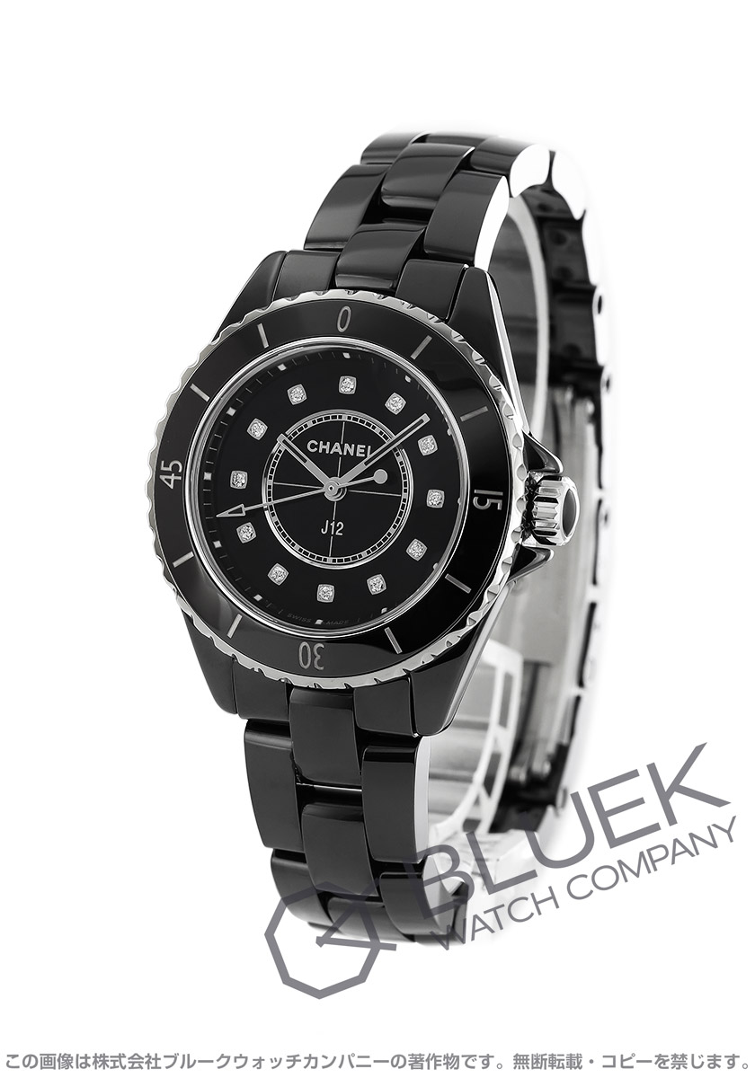 シャネル J12 12Pダイヤ 腕時計 クオーツ ブラック文字盤 CHANEL CHANEL（シャネル） ☆良品【CHANEL】シャネル J12 H1416 黒セラミック