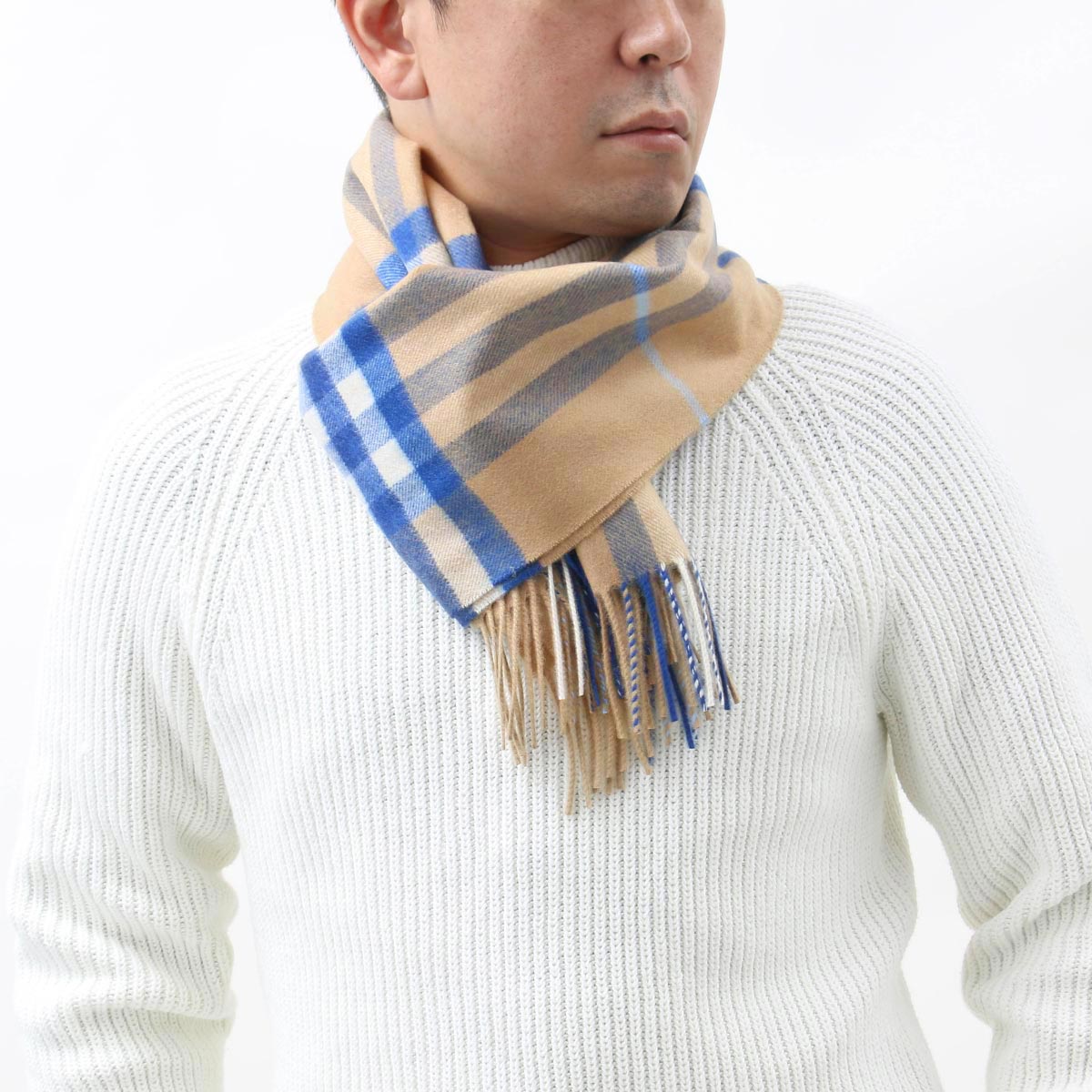 楽天市場 バーバリー ストール マフラー メンズ レディース ジャイアントチェック アーカイブベージュ インキーブルー Mu Giant Chk Cs Sc Cs 860 Burberry ブルークウォッチカンパニー