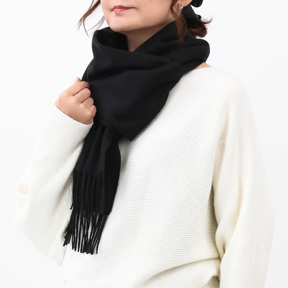 ジョンストンズ ストール マフラー メンズ レディース Wa57 ブラック Wa Sa0900 Johnstons 直営店