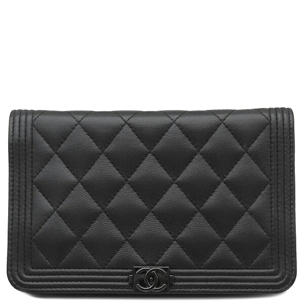 シャネル CHANEL チェーンウォレット ボーイシャネル キャビアスキン ブラック ブラック金具 黒 チェーンショルダー 24****** 【箱】 【中古】｜ブルークウォッチカンパニー