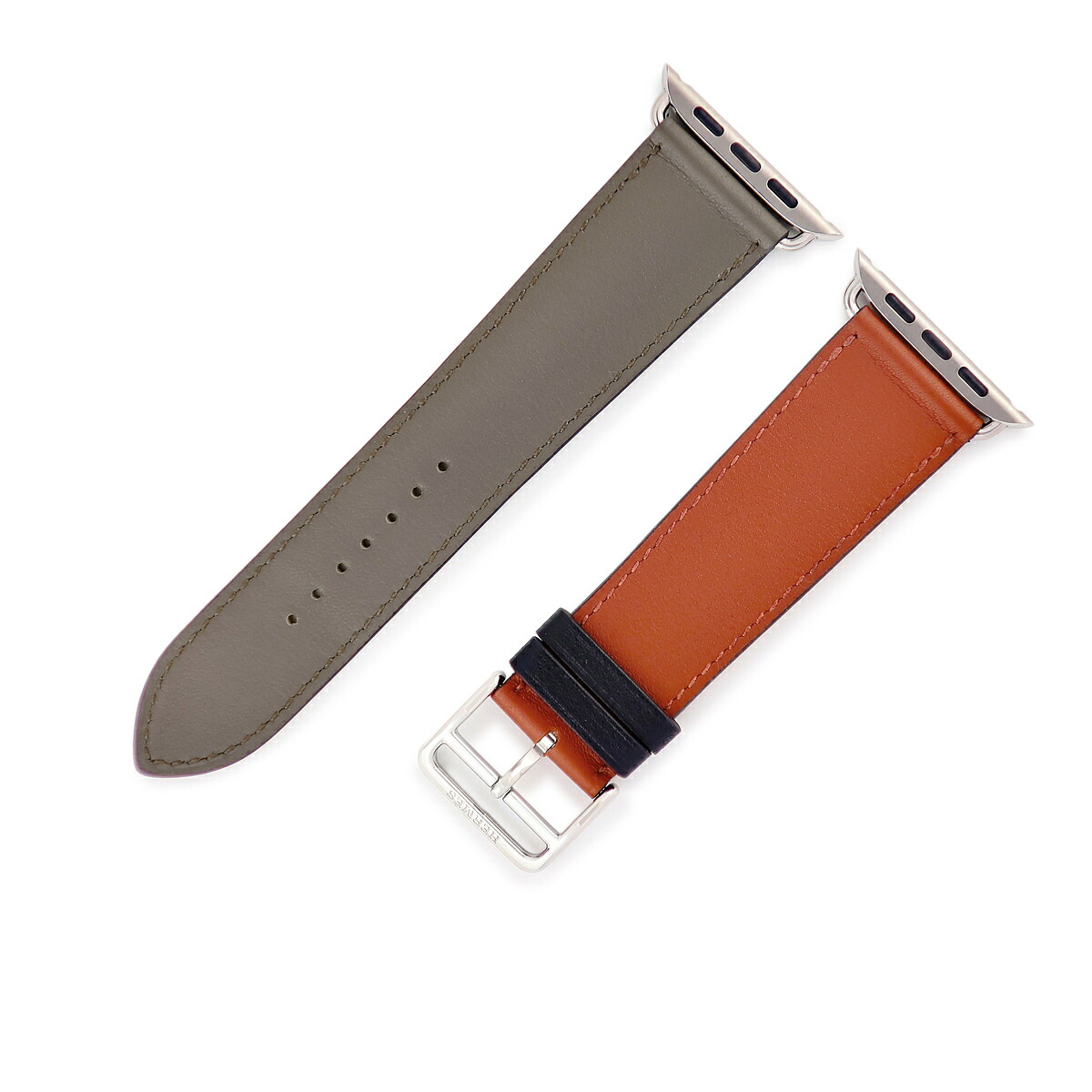 エルメス HERMES 腕時計パーツ 純正 アップルウォッチ 35mm用 シンプルトゥール レザー ステンレススチール エタン&times;ブリック&times;ノワール 新品同様 レザー ベルト 23ｍｍ 尾錠付き 金具付き 【中古】｜ブルークウォッチカンパニー