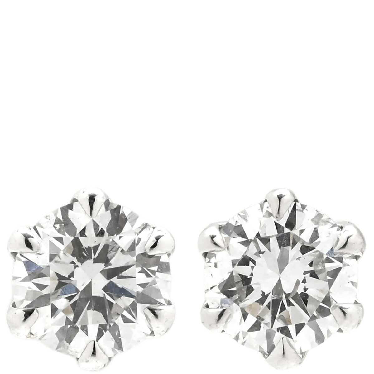 ピアス ダイヤモンド 0.309/0.305ct SI2 プラチナシルバー 1粒 1P ブリリアントカット プラチナ 両耳用 スタッド 【保証書】 【中古】|ブルークウォッチカンパニー
