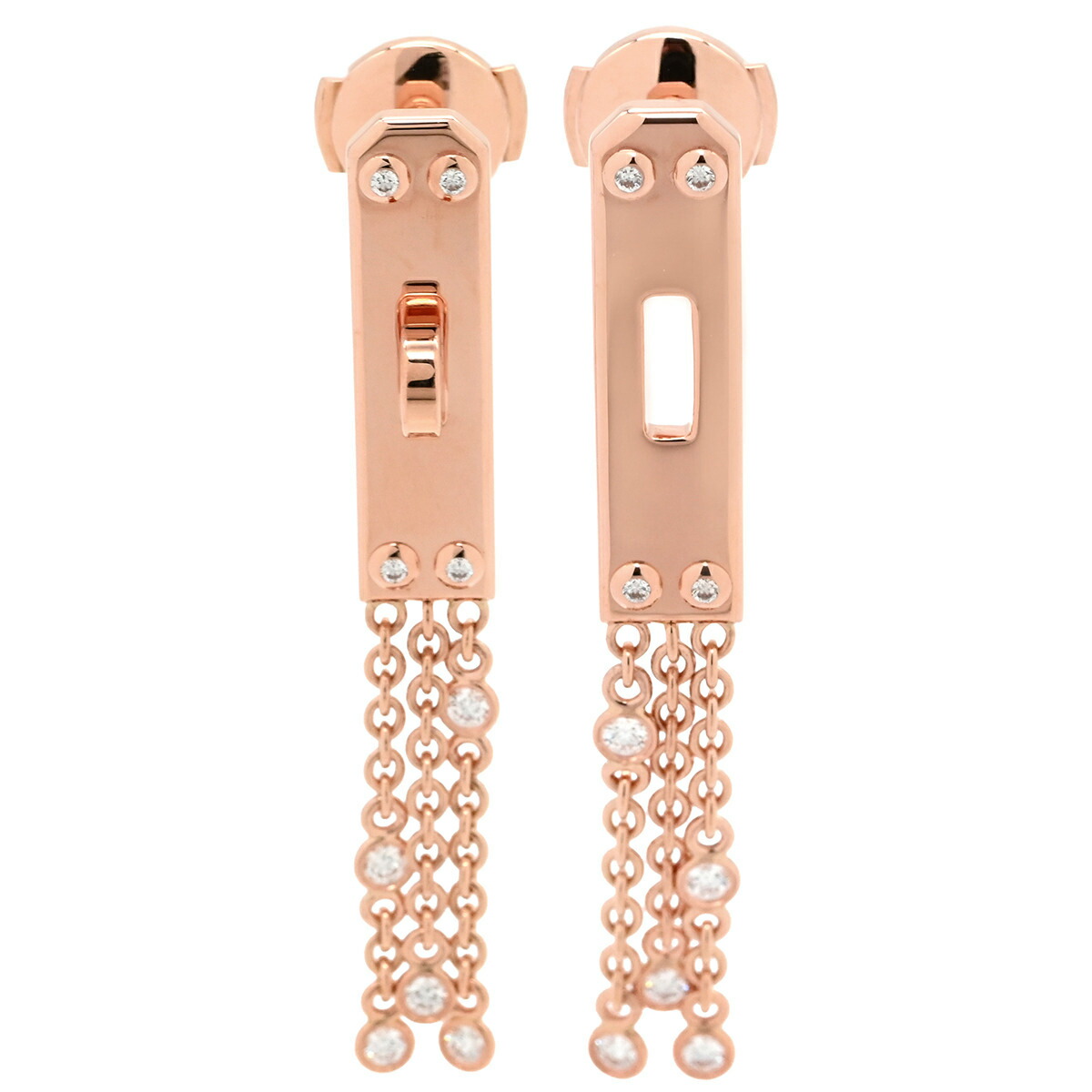 エルメス HERMES ピアス ローズゴールド ピンクゴールド 750AU 18Pダイヤ トゥレクラスプモチーフ H222513B00 【中古】|ブルークウォッチカンパニー