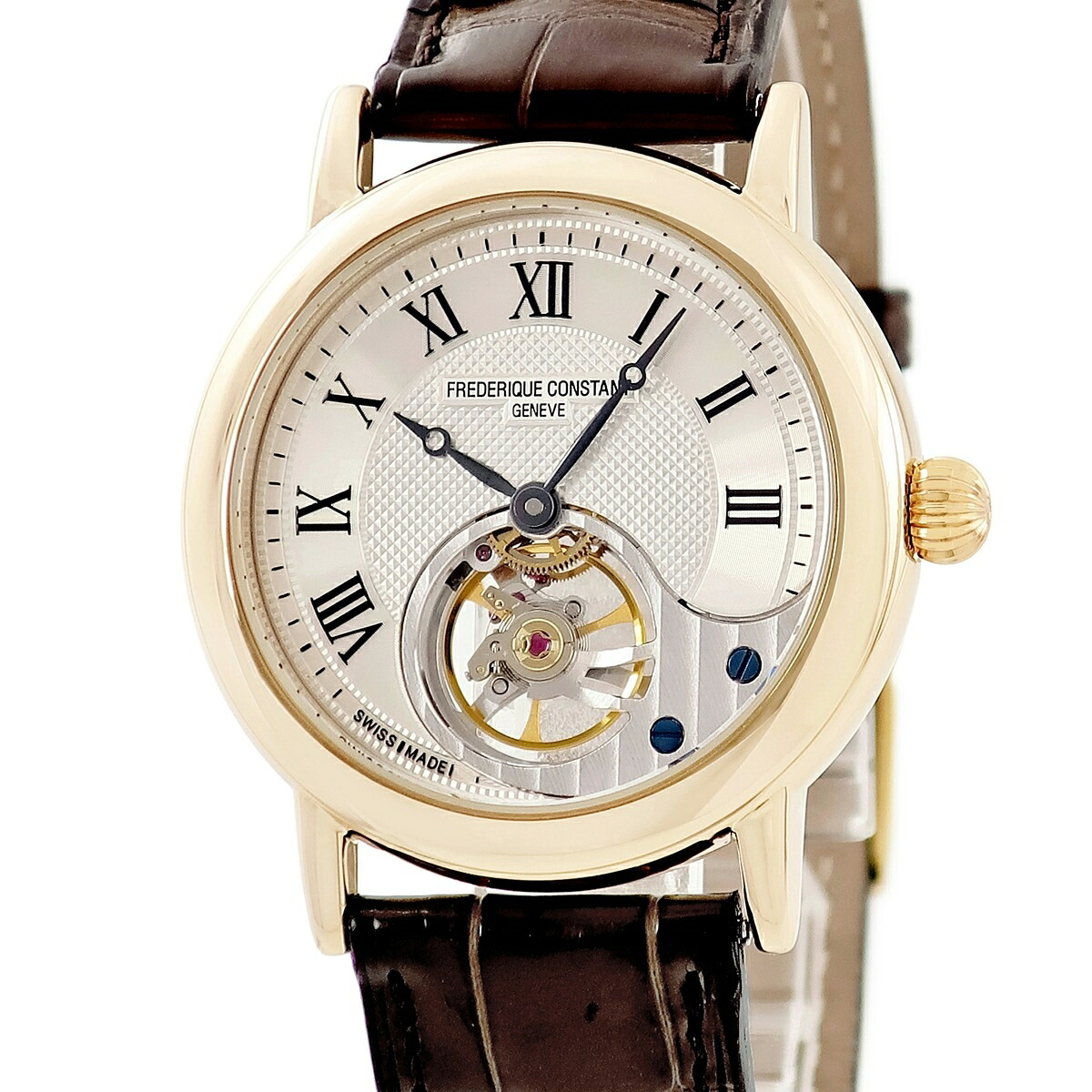 フレデリック・コンスタント FREDERIQUE CONSTANT ハートビート マニュファクチュール FC-910x3H9 K18PG無垢 ローマン 限定 メンズ 腕時計手巻き シルバー 【中古】｜ブルークウォッチカンパニー