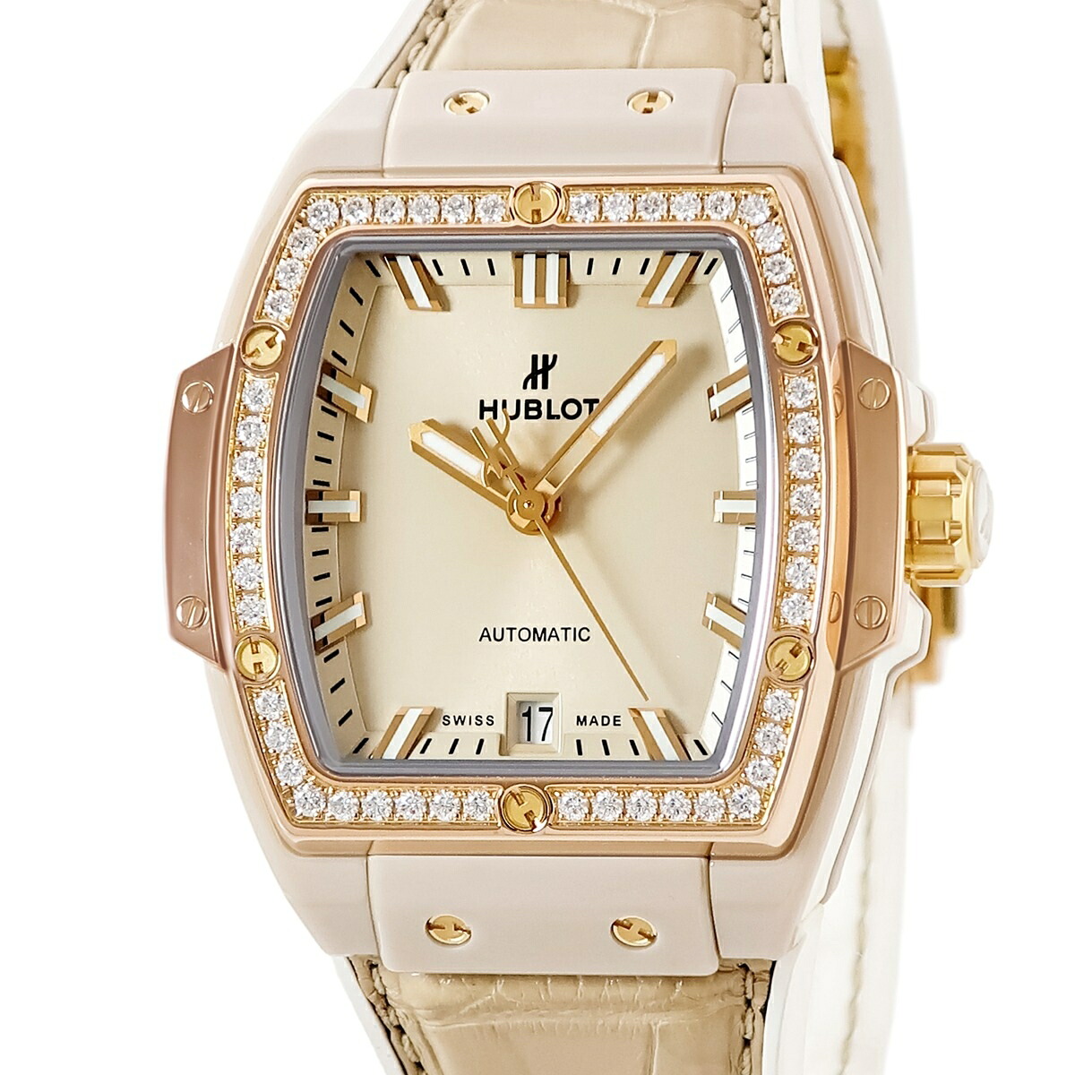 ウブロ HUBLOT スピリット オブ ビッグバン ベージュセラミック 665.CZ.898B.LR.1204 K18KG 純正ダイヤ メンズ 腕時計自動巻き ベージュ 【中古】|ブルークウォッチカンパニー