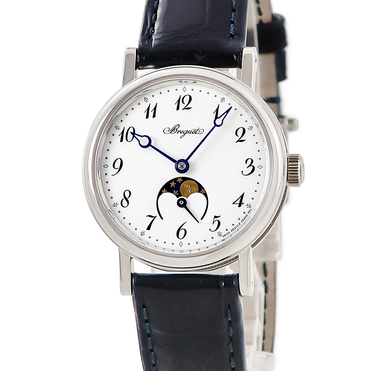 ブレゲ BREGUET クラシック ムーンフェイズ レディ 9087BB/29/964 K18WG無垢 ブレゲ針 コインエッジ レディース 腕時計自動巻き ホワイト 【中古】｜ブルークウォッチカンパニー 554,400円