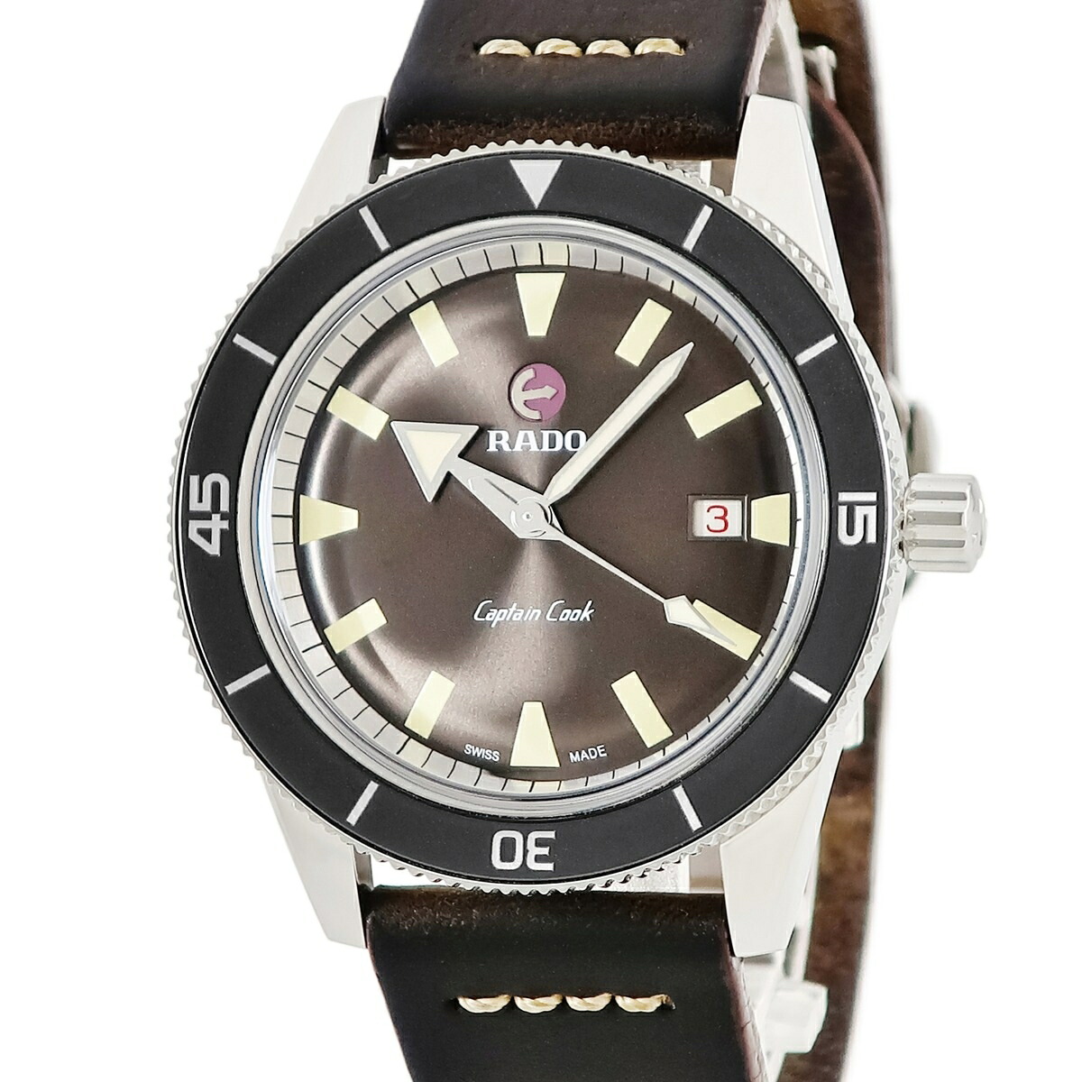 ラドー RADO トラディション キャプテンクック オートマティック R32505305 デイト 逆回転防止ベゼル メンズ 腕時計自動巻き ブラウン 【中古】|ブルークウォッチカンパニー