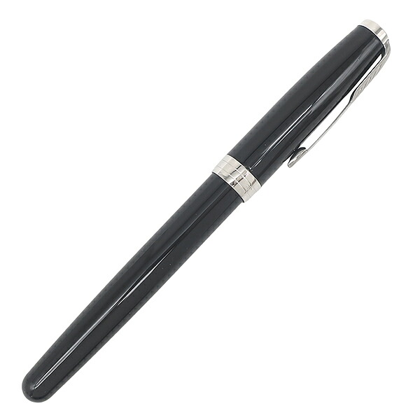 パーカー PARKER 万年筆 ソネット ラックブラックGT ステンレススチール ラッカー K18WG(ペン先) ブラック×シルバー シルバー金具 F(細字) カートリッジ コンバーター両用式 1950788 【中古】|ブルークウォッチカンパニー
