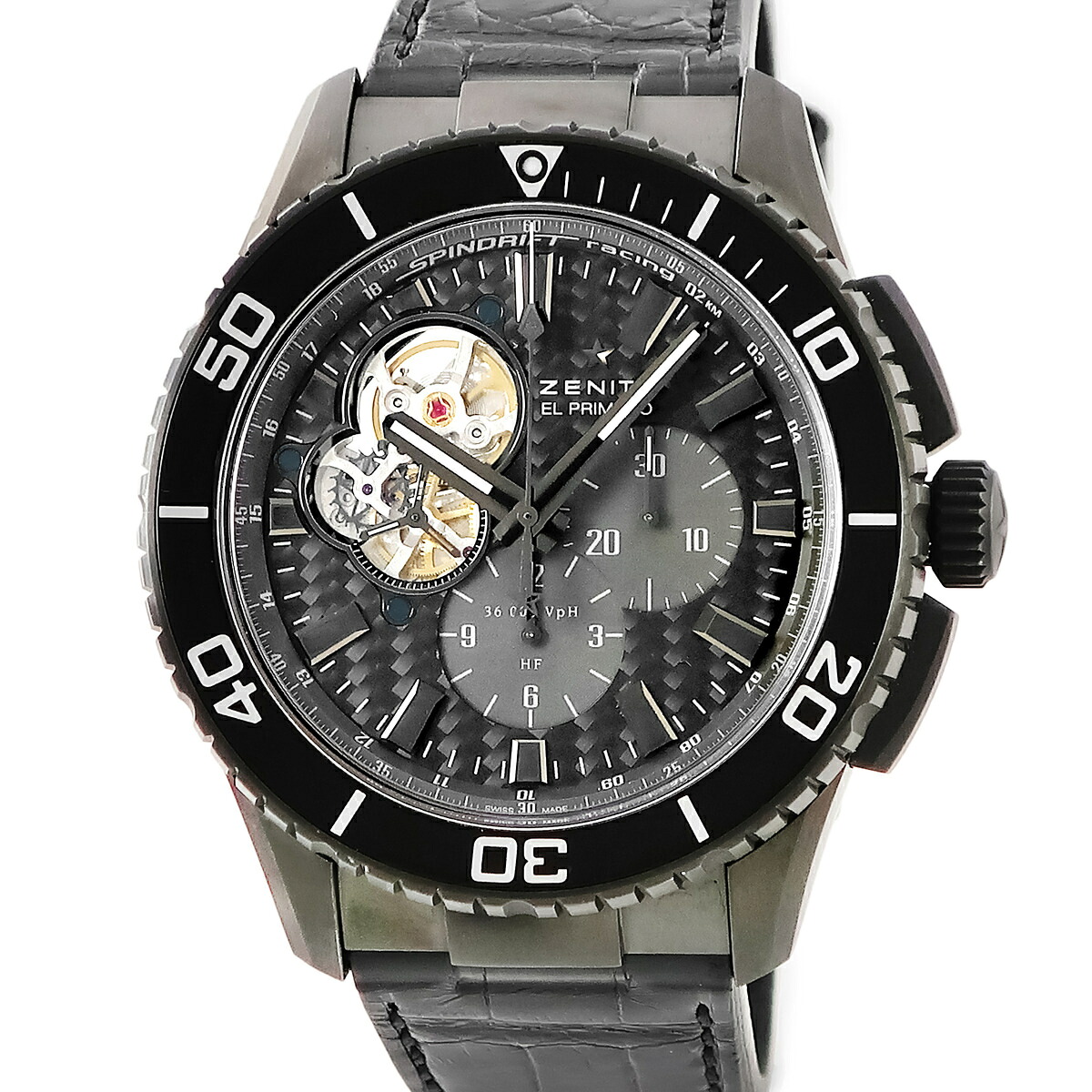 ゼニス ZENITH エル プリメロ ストラトス スピンドリフト 75.2060.4061/21.R573 OH済 ブラック クロノグラフ メンズ 腕時計自動巻き ブラック 【中古】|ブルークウォッチカンパニー