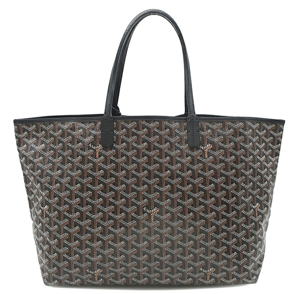 ゴヤール GOYARD トートバッグ サンルイPM PVCコーティングキャンバス ゴヤールディンキャンバス シュヴロッシュカーフスキン ブラック シルバー金具 ヘリンボーン リバーシブル STLOUIPMLTY01CL01P 【保存袋】 【中古】｜ブルークウォッチカンパニー