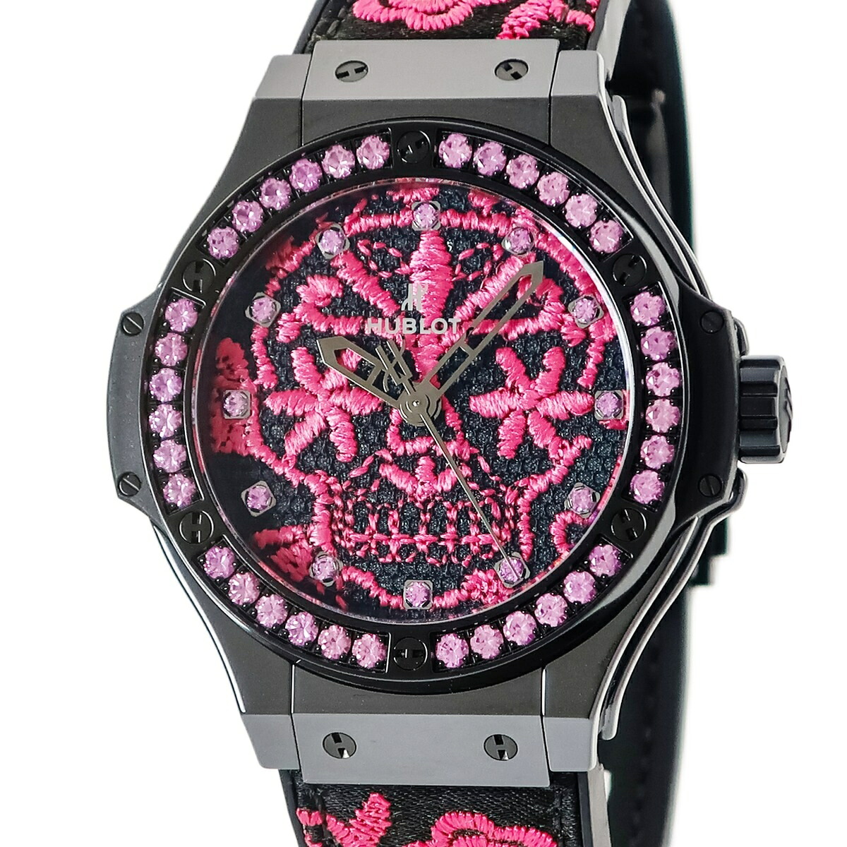 ウブロ HUBLOT ビッグバン ブロイダリー シュガースカル フロー ホットピンク 343.CP.6590.NR.1233 限定 レディース 腕時計自動巻き ピンク 【中古】|ブルークウォッチカンパニー