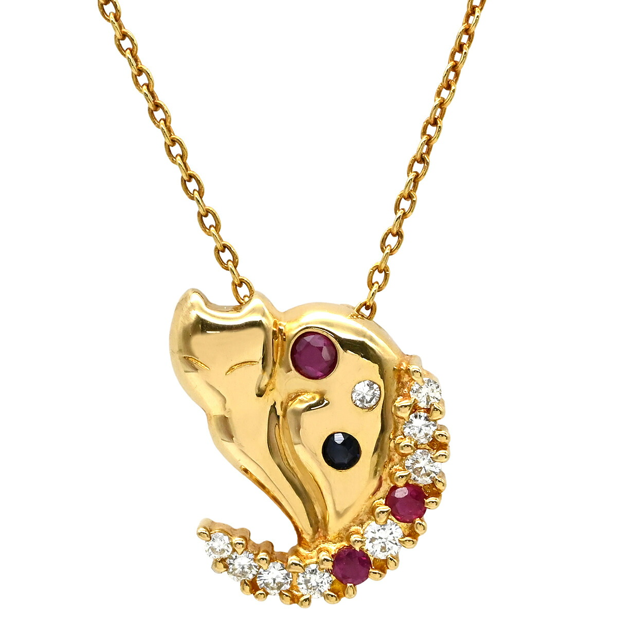 タサキ TASAKI ネックレス ダイヤ キャット ペンダント イエローゴールド Au750 18K 18金 YG アニマルモチーフ 三日月 猫 【中古】|ブルークウォッチカンパニー