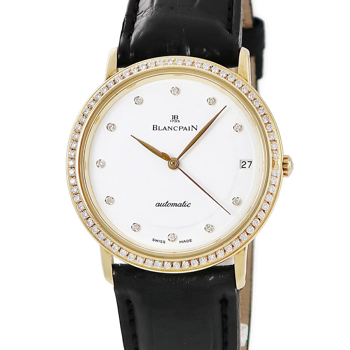 ブランパン BLANCPAIN ヴィルレ 0095 K18YG無垢 純正ダイヤ ホワイト デイト メンズ 腕時計自動巻き ホワイト 【中古】|ブルークウォッチカンパニー